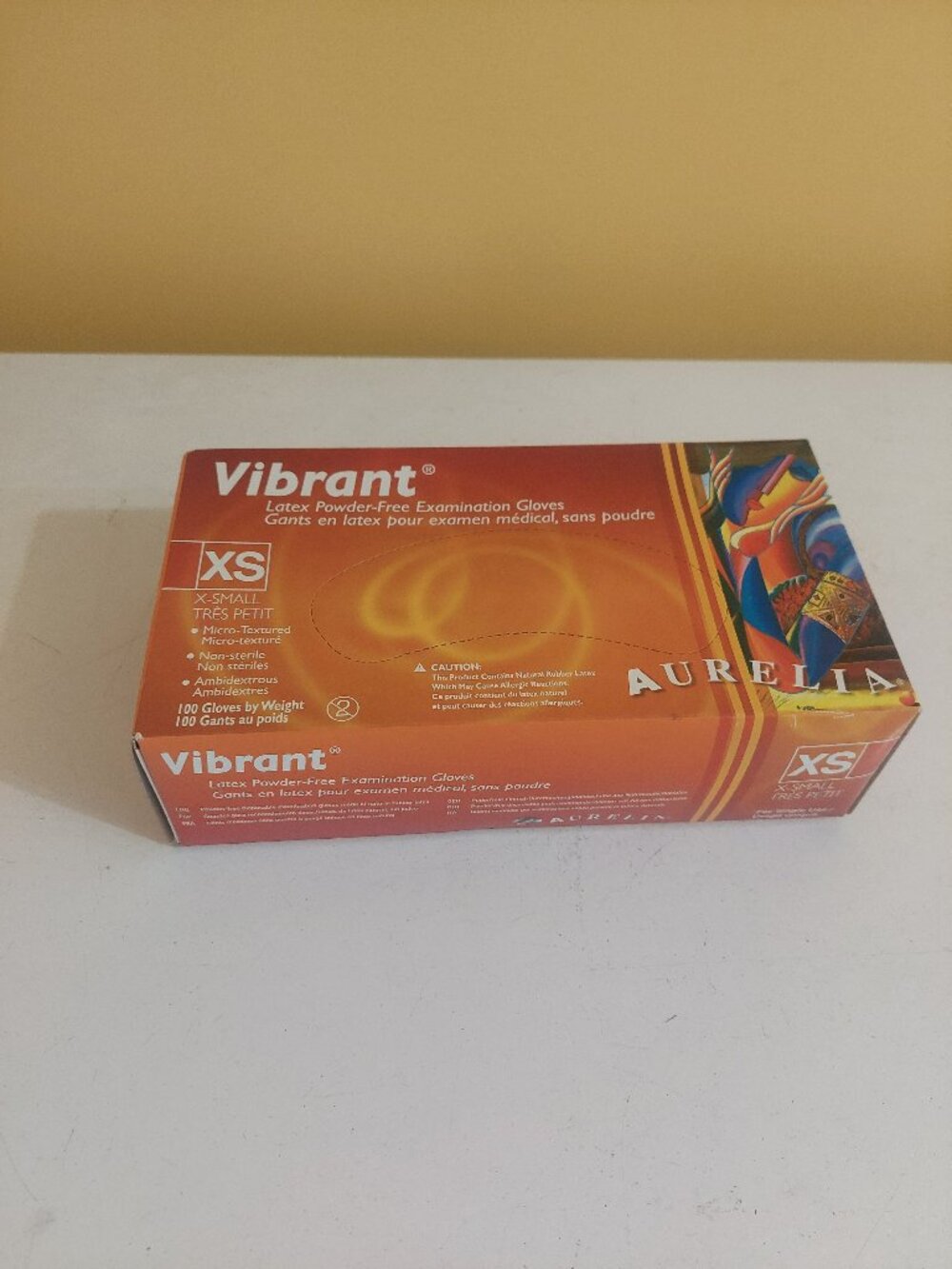 Aurelia Vibrant Latex Powder Free Examination Gloves, 100/Box, X-Small